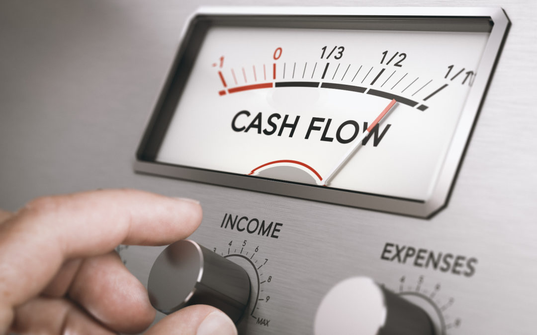 Graphic with a "Cash Flow" meter increasing