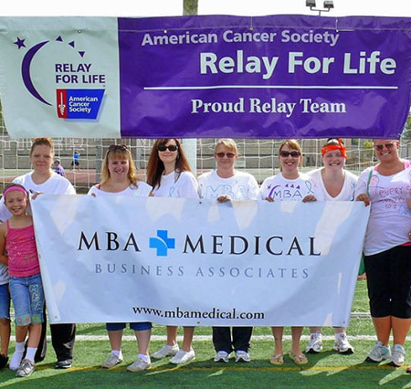 MBA Medical staff and family at Relay For Life to help illustrate what is upcoding and how to stop it.